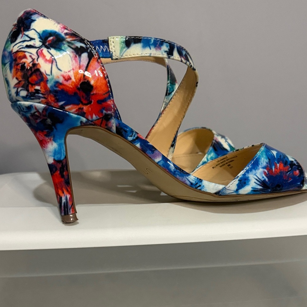 Unisa Blue Multi Floral Strappy High Heel Sandals - Picture 5 of 8